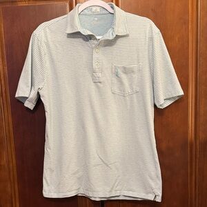 Johnnie-o Men's Ryan Original Four-button Polo White w/ Light Blue Stripe Medium